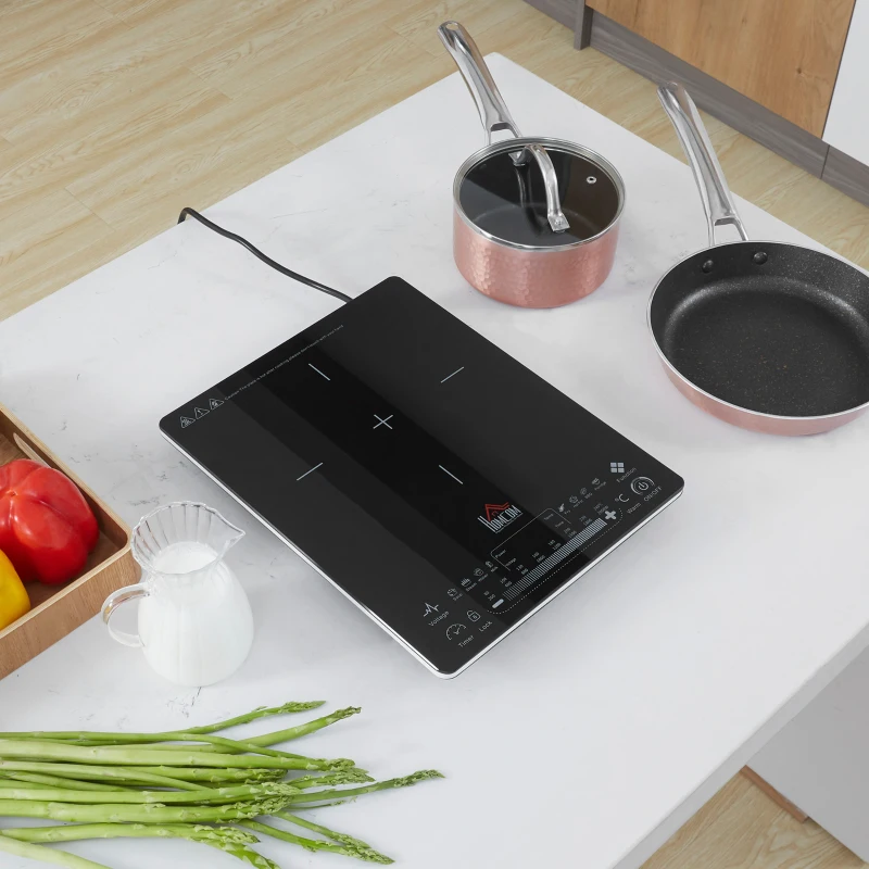 HOMCOM Piastra a Induzione Portatile con Display LED-Nero