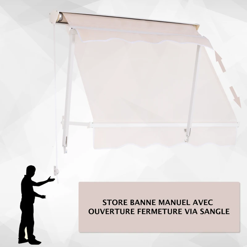 Outsunny Store banne Manuel Inclinaison réglable Aluminium Polyester imperméabilisé 70L x 120l cm Beige