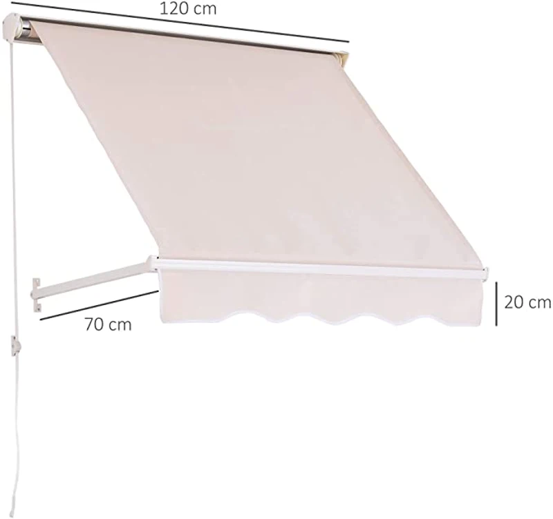 Outsunny Store banne Manuel Inclinaison réglable Aluminium Polyester imperméabilisé 70L x 120l cm Beige