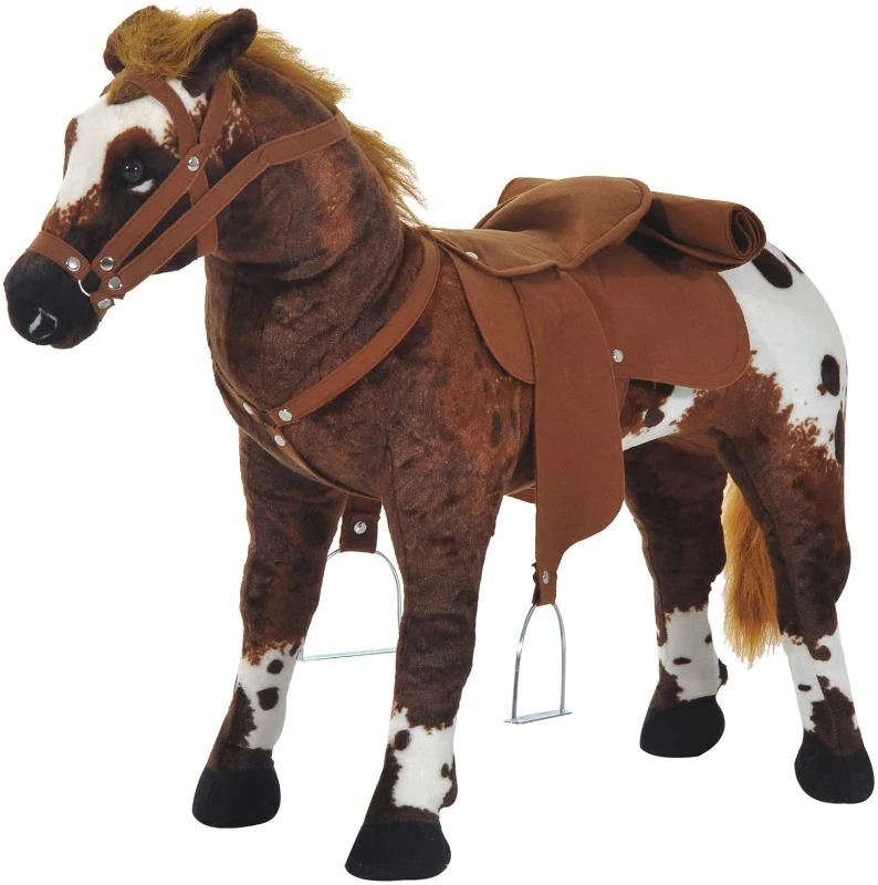 Cheval De Loisir Sur Bâton En Peluche - Avec Sons Réalistes, Roues, Bois - Jouet Équilibre Enfant - 3