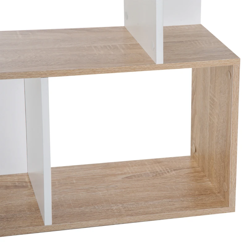 HOMCOM Librarie de Design Modern 4 rafturi Lemn Natural si Alb, 60x24x148cm