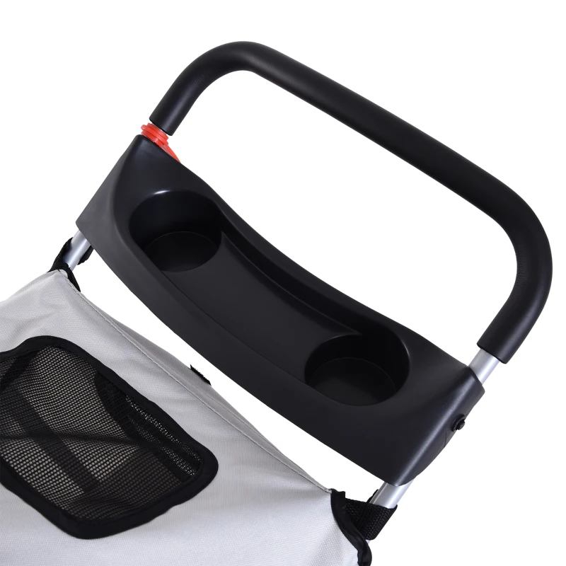 PawHut Carrinho de Passeio para Animais de Estimação Dobrável com Cesta de Armazenamento e Travão 75x45x97cm Cinza