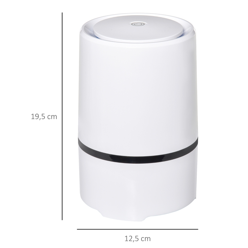 HOMCOM Purificateur d'air portable avec luminosité réglable filtre HEPA mode veille blanc