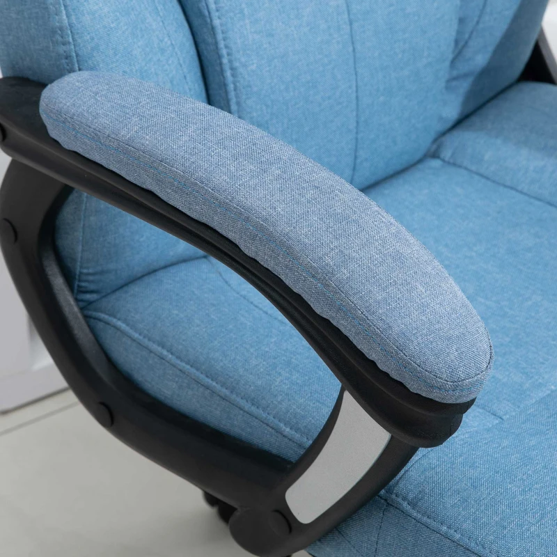 Vinsetto Cadeira de Escritório Giratória Cadeira de Escritório Ergonômica com Altura Ajustável Apoio para os Braços e Encosto Acolchoado de Linho Sintético 66x75x110-120cm Azul Claro