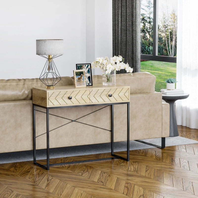 HOMCOM consola hol, cu 2 sertare, 90x35x76 cm
