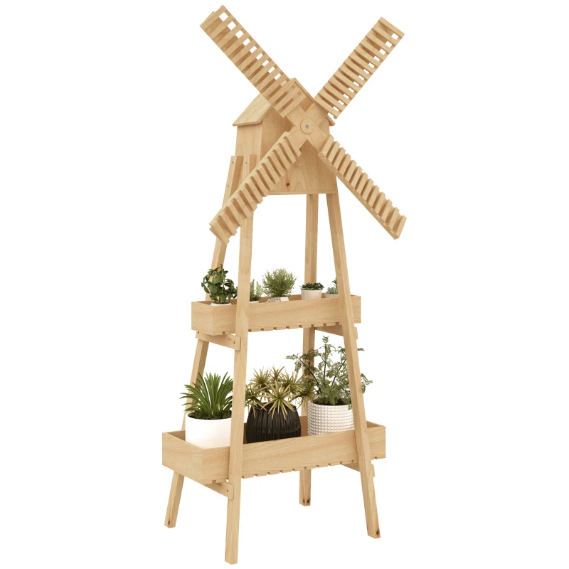 Outsunny Fioriera in Legno Verticale da Esterno o Balcone con Mulino