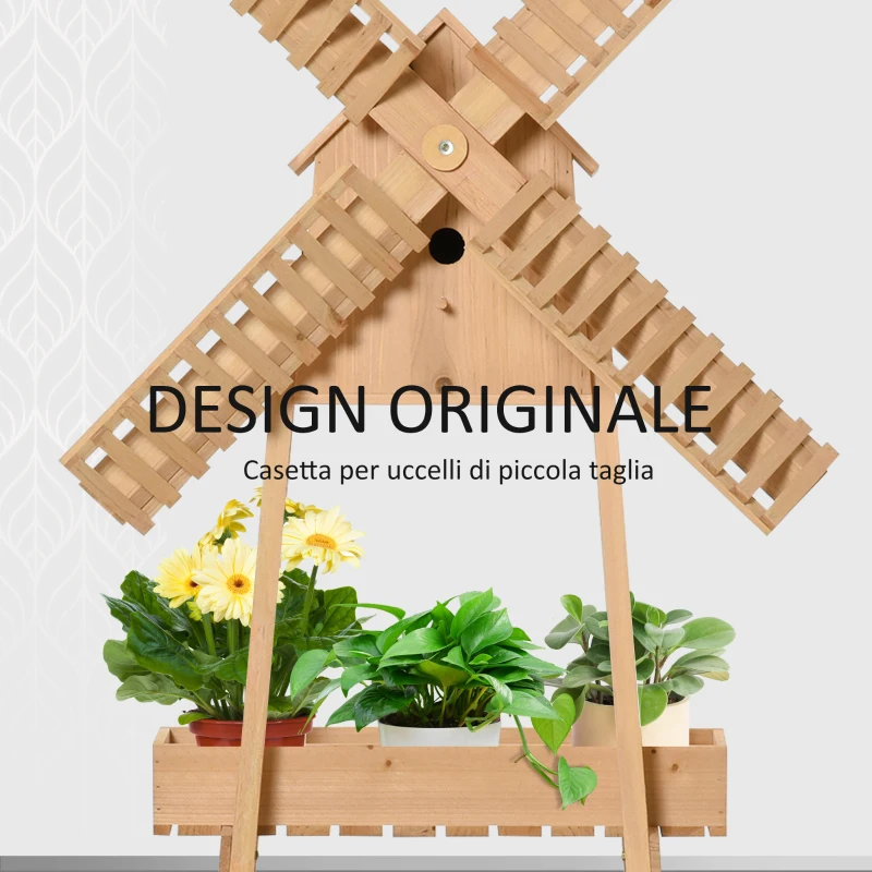 Outsunny Fioriera in Legno Verticale da Esterno o Balcone con Mulino