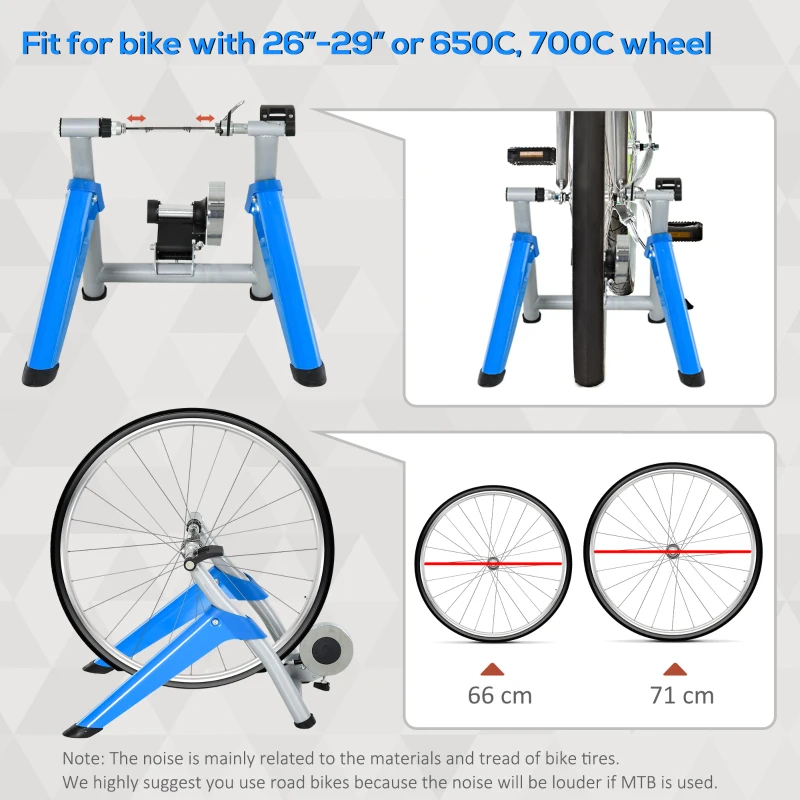 HOMCOM Indoor Bicycle Trainer, Workout Stand with 8 Level Magnetic Resistance for 650C, 700C or 26"-29" Bike Tyres, Home Exercise Training