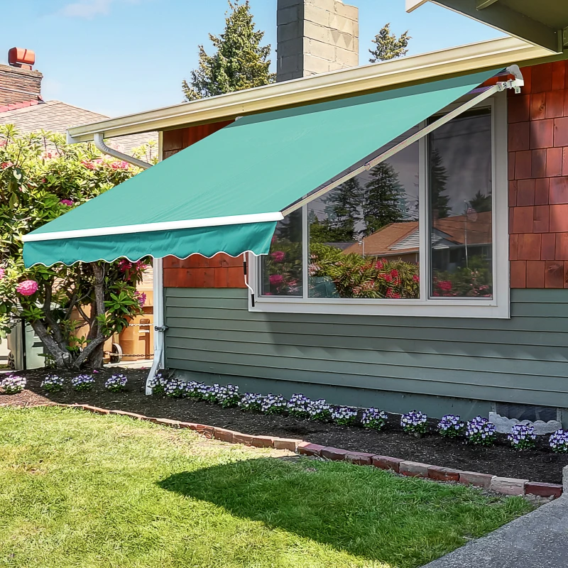 Outsunny® Markise Gelenkarmmarkise Sonnenschutz Balkon Polyester Dunkelgrün