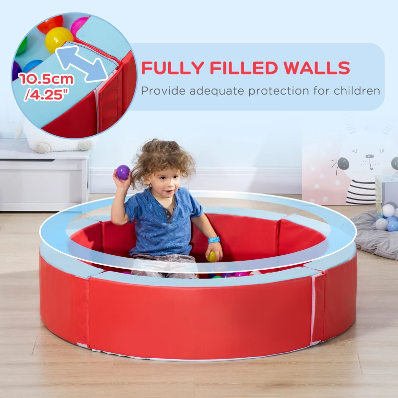 Outsunny Kids Ball Pit, with Removable & Washable Cover, 100 Colourful Balls - Red and Blue