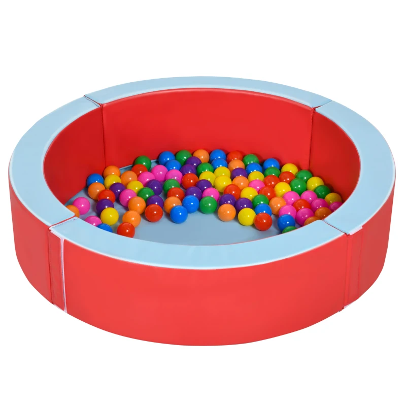 Outsunny Kids Ball Pit, with Removable & Washable Cover, 100 Colourful Balls - Red and Blue