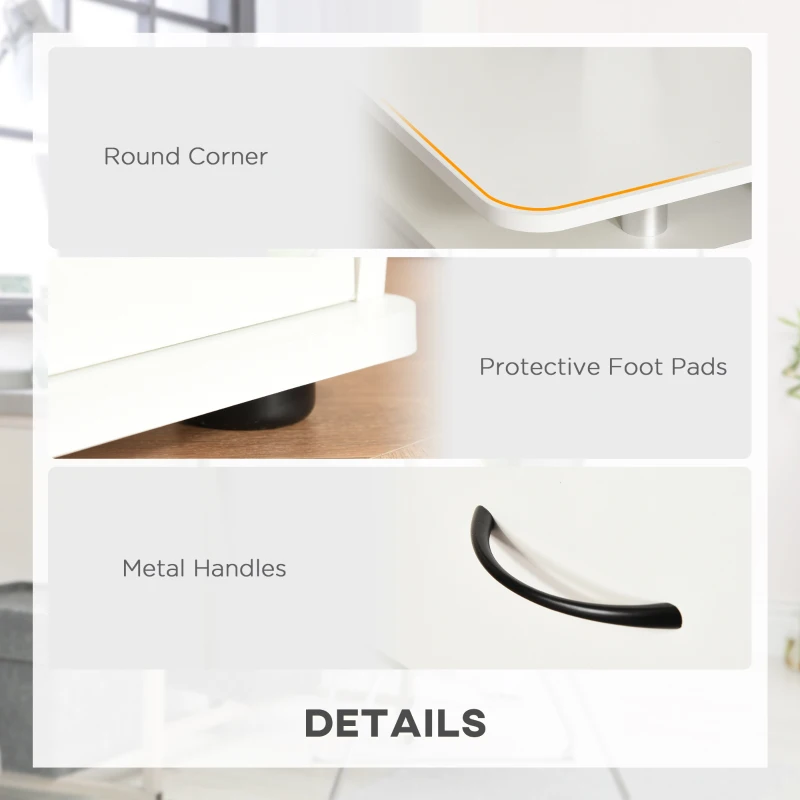 HOMCOM Computer Office Desk PC Table Workstation with  Keyboard Tray, Drawers, White