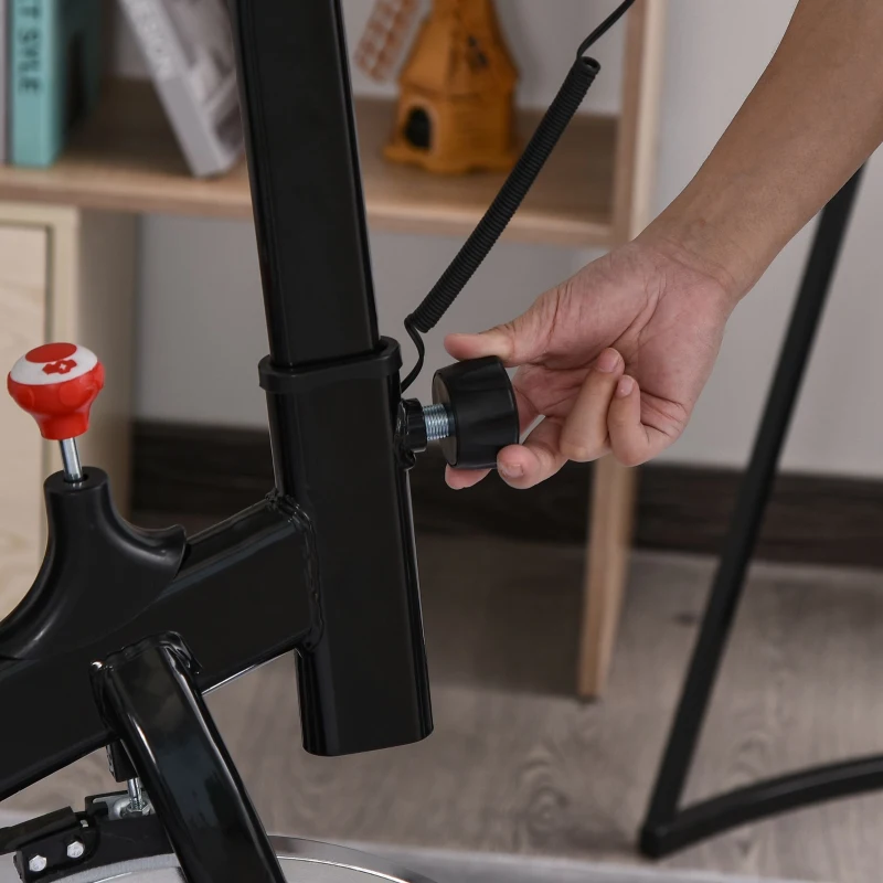 HOMCOM Indoor Stationary Exercise Bike 6kg Flywheel Fitness Cardio Workout Bke Trainer for Home Gym w/ Adjustable Resistance LCD Monitor Pad and Bottle Holder Black