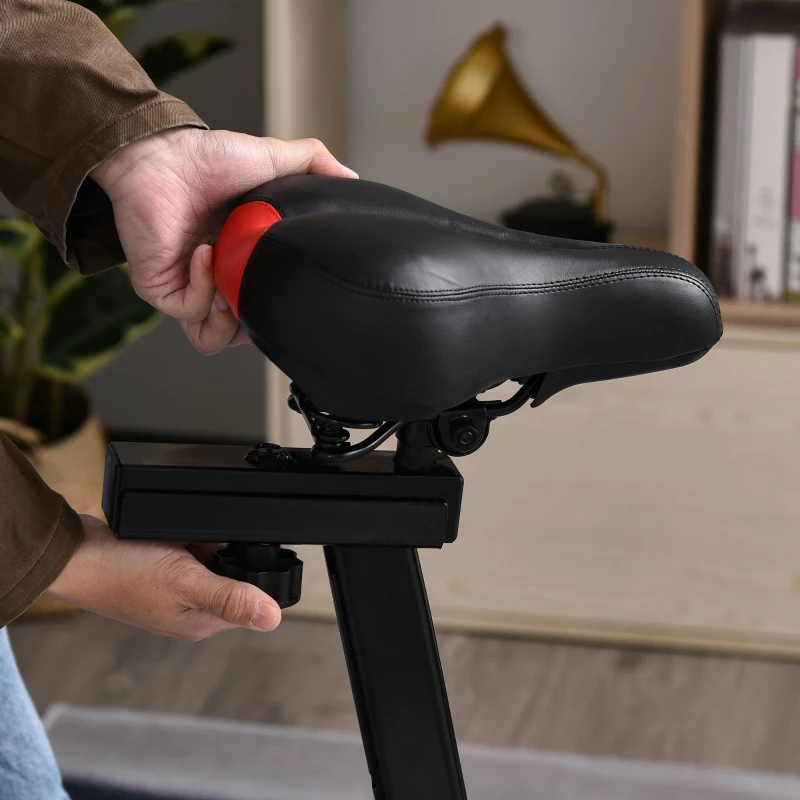 HOMCOM Indoor Stationary Exercise Bike 6kg Flywheel Fitness Cardio Workout Bke Trainer for Home Gym w/ Adjustable Resistance LCD Monitor Pad and Bottle Holder Black