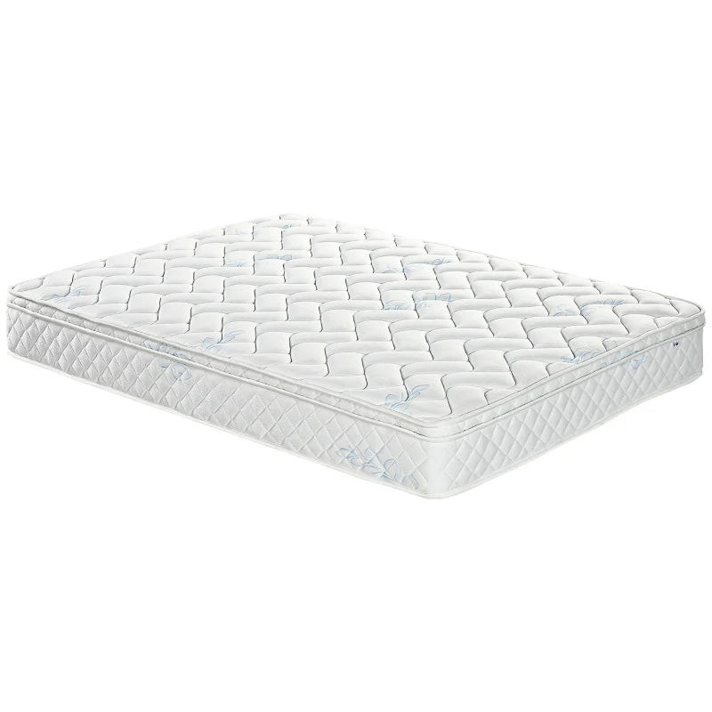 HOMCOM Double Mattress, Pocket Sprung Mattress in a Box with Breathable Foam and Individually Wrapped Spring, 190cmx137cmx22.5cm, White