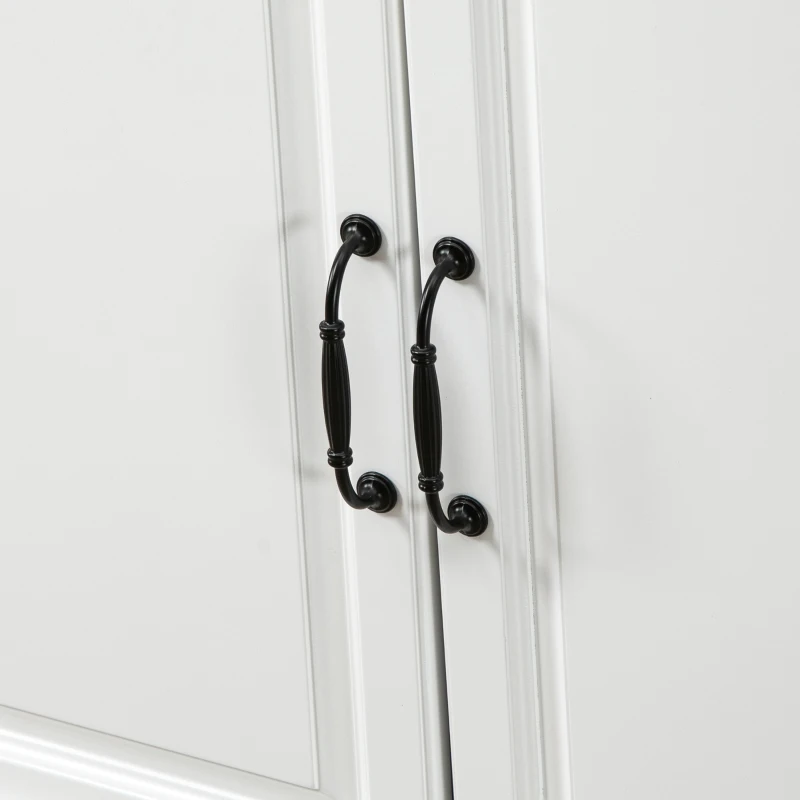 HOMCOM Küchenwagen Servierwagen Küchentrolley mit Handtuchhalter Rollwagen im Landhausstil für Küche Esszimmer MDF Natur+Weiß 80 x 45 x 92 cm