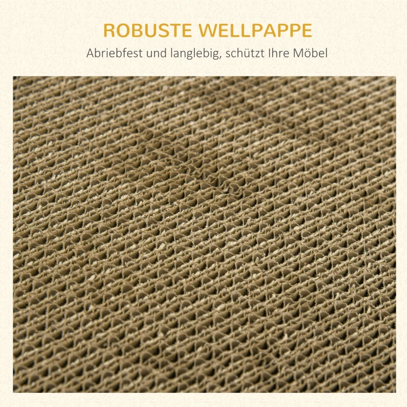 PawHut Kratzbrett für Katzen Kratzpappe für Katzen Kratzpappe Kratzmatte Kratzspielzeug Katzen Lounge Katzenspielzeug Kratzschutz für Sofa Naturholz+Braun 71 x 30 x 65 cm