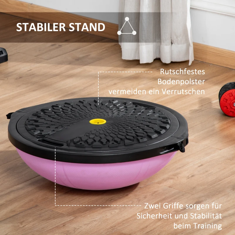 HOMCOM Ø 64cm Yogaball Halbkugel Balance Trainer Balance-Ball Halber Gymnastikball mit Trainingsseil Zuhause für Yoga Balance Stabilität Hellviolett