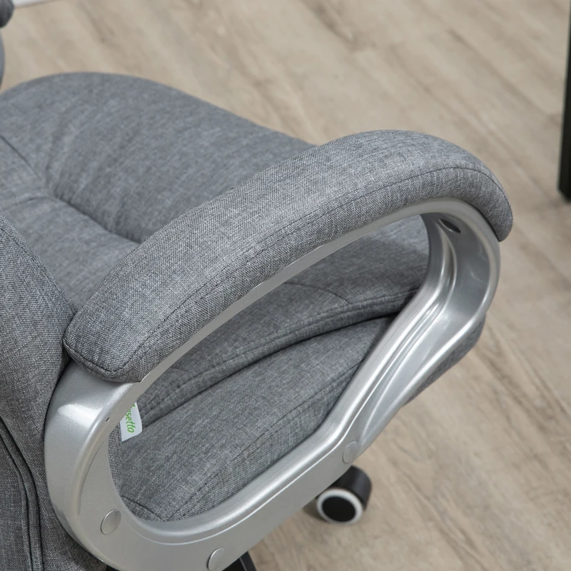 Vinsetto Grey Desk Chair Lumbar Support Adjustable Height Rock 360° Rolling Grey