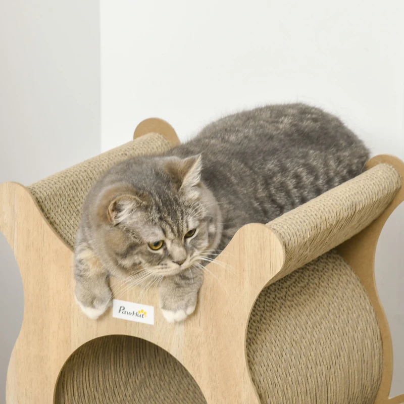 PawHut Kratzbrett für Katzen Kratzpappe für Katzen Kratzpappe Kratzmatte Kratzspielzeug Katzen Lounge Katzenspielzeug Kratzschutz für Sofa Naturholz+Braun 71 x 30 x 65 cm