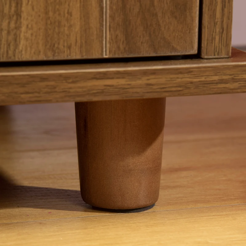 PawHut Katzenschrank für Katzentoilette Katzenklo Katzenhaus mit Magnettüren Katzenkommode Schrank PE-Rattan Walnuss 70 x 48 x 68 cm