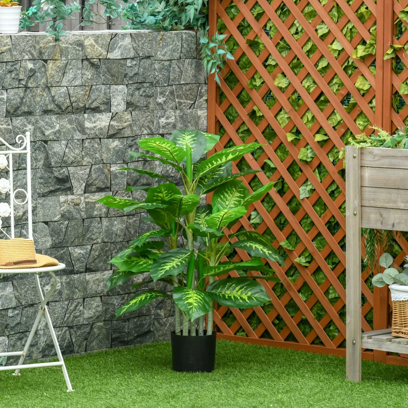 Homcom Planta Artificiala Verde Ø17×14,5 cm – Ghiveci Negru Interior/Exterior(m-7)