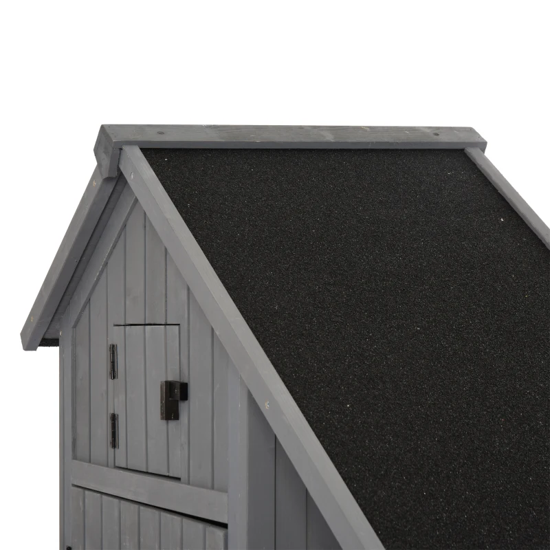Outsunny® Gartenhütte Großer Stauraum Werkzeugschrank Gartenlaube Tannenholz Grau Schwarz