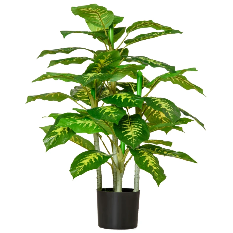 Homcom Planta Artificiala Verde Ø17×14,5 cm – Ghiveci Negru Interior/Exterior(m-11)
