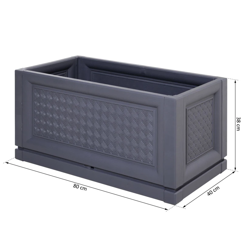 Outsunny® Hochbeet Gartenbeet Pflanzkasten Blumenkasten 2 Muster Abflusslöcher PP Grau 80 x 40 x 38 cm