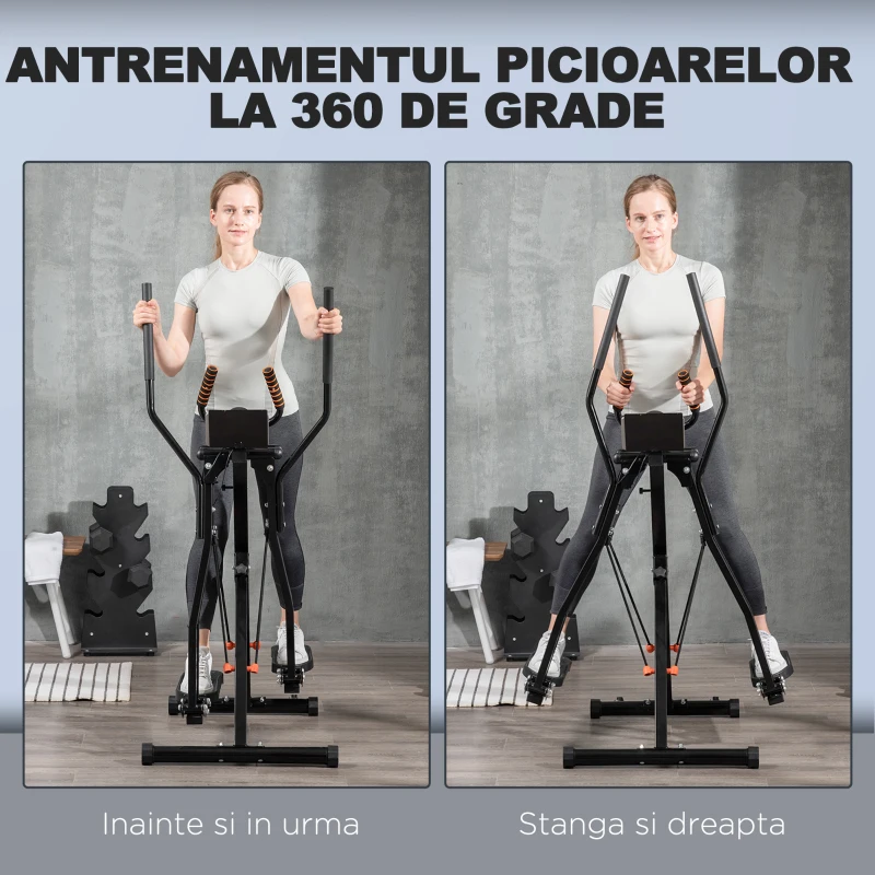 HOMCOM Bicicleta Eliptica – 4 Nivele, LCD & Roti, Antrenament Acasa