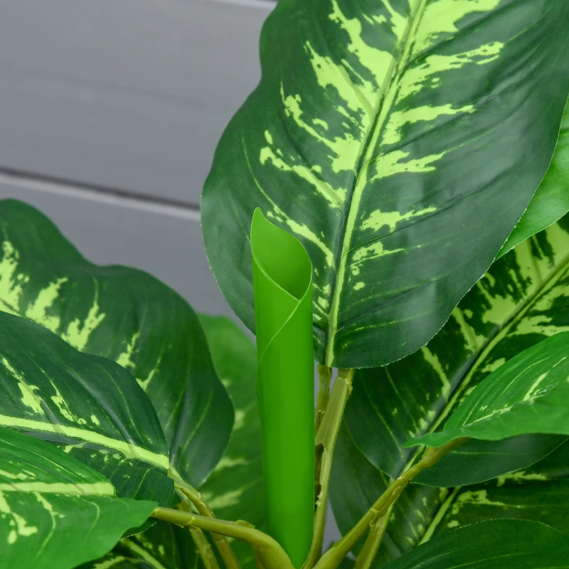 Homcom Planta Artificiala Verde Ø17×14,5 cm – Ghiveci Negru Interior/Exterior(m-8)
