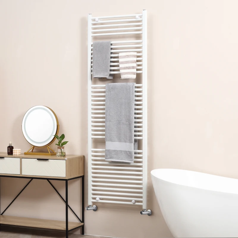 HOMCOM Radiator decorativ pentru baie Incalzitor hidraulic pentru prosoape din otel carbon, calorifer 39 bar, 60x180cm, alb