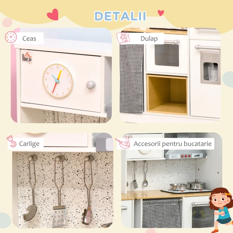 Homcom Bucatarie Copii – Set 2 Piese, Ustensile, Lumini & Sunete