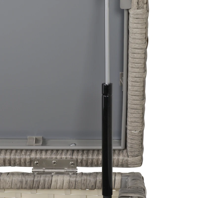 Outsunny Set Mobili da Giardino in Rattan PE con 2 Divani Angolari, Contenitore e Tavolino con Cuscini, Arredamento da Esterno in Grigio