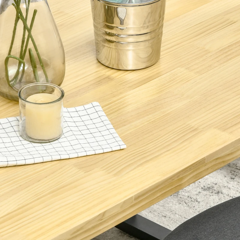 HOMCOM Masa de sufragerie din lemn pentru 6 persoane cu baza din otel si picioare reglabile, 180x90x76cm