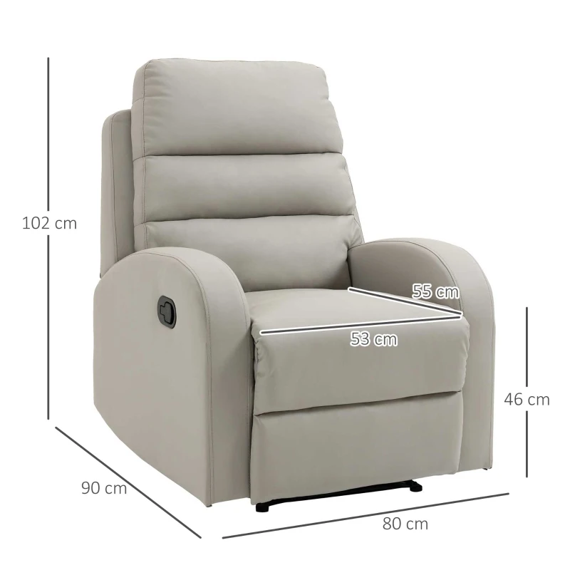 Homcom Fotoliu Relaxant din PU cu Suport pentru Picioare – Gri