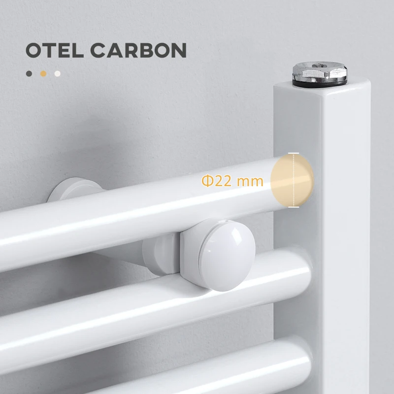 HOMCOM Radiator decorativ pentru baie Incalzitor hidraulic pentru prosoape din otel carbon, calorifer 39 bar, 60x180cm, alb