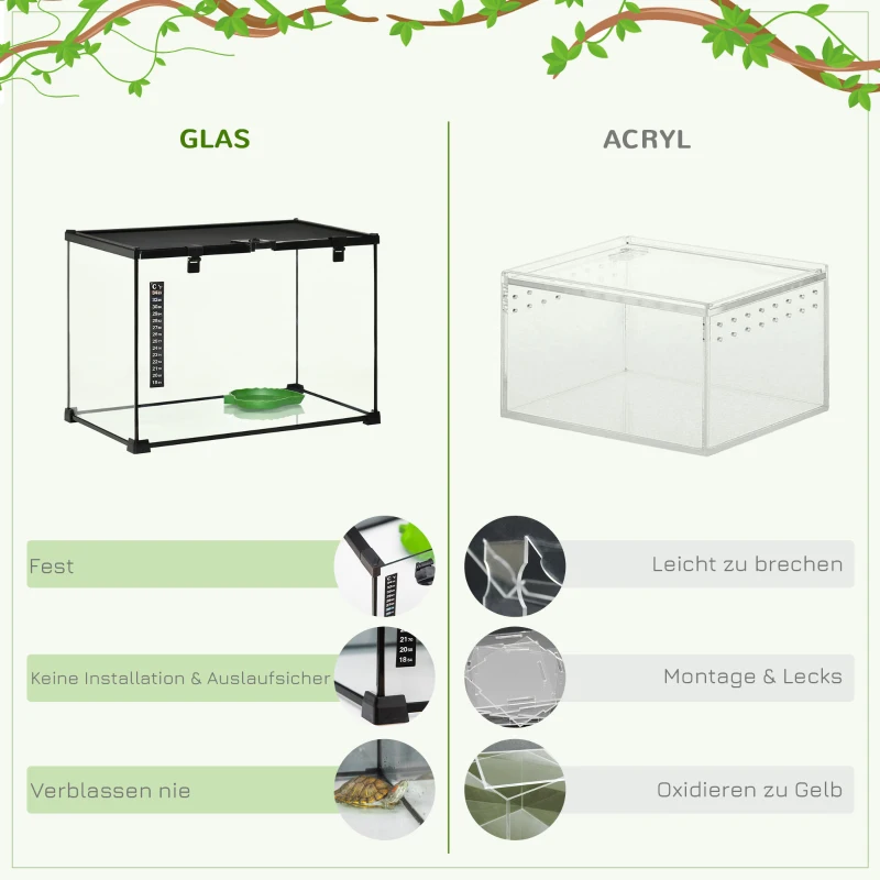 Terrarium PawHut dla gadów 50 cm x 30 cm x 35 cm