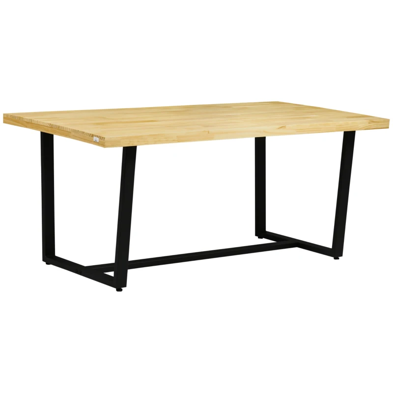 HOMCOM Masa de sufragerie din lemn pentru 6 persoane cu baza din otel si picioare reglabile, 180x90x76cm