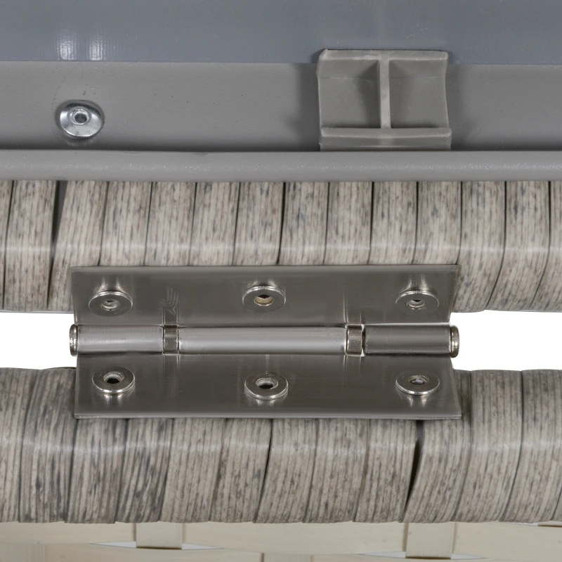 Outsunny Set Mobili da Giardino in Rattan PE con 2 Divani Angolari, Contenitore e Tavolino con Cuscini, Arredamento da Esterno in Grigio