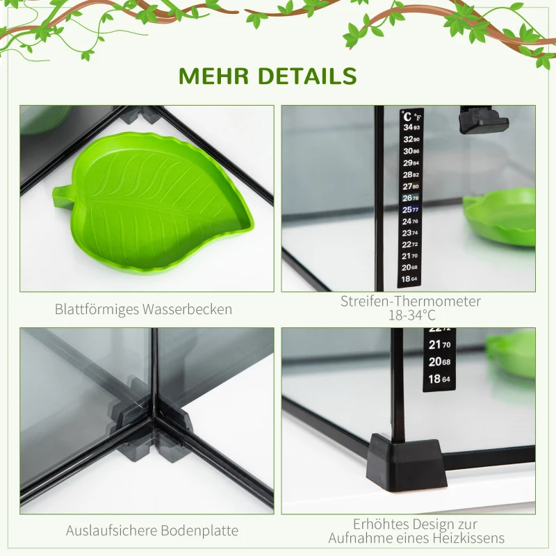 Terrarium PawHut dla gadów 50 cm x 30 cm x 35 cm