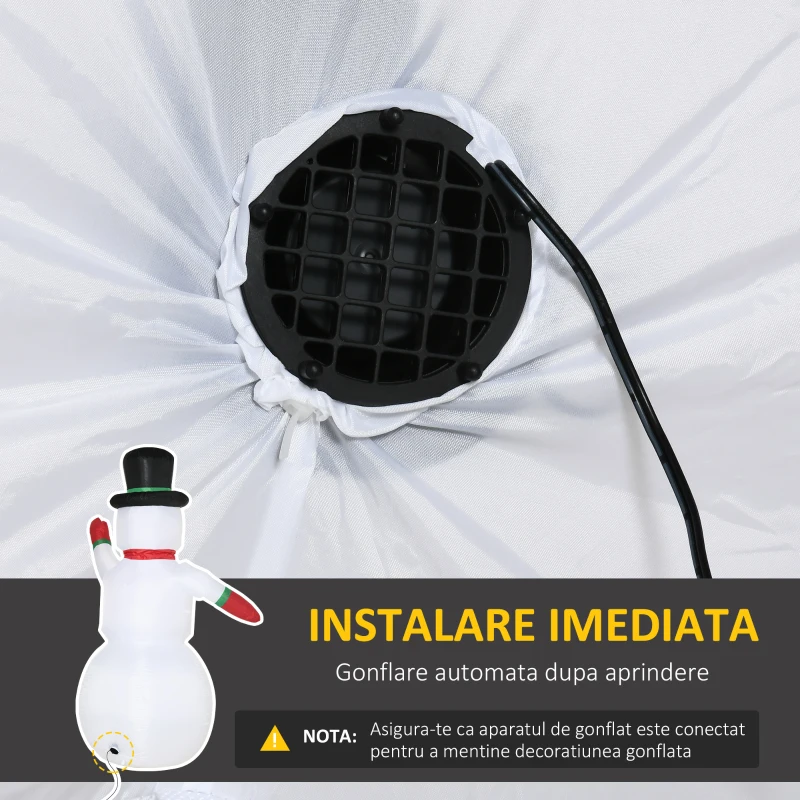 Outsunny Om de zapada gonflabil de 243 cm cu lumini LED, decoratiuni de Craciun pentru interior si exterior cu umflator inclus