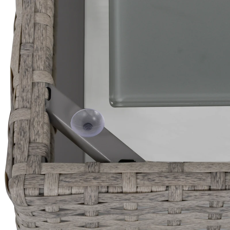 Outsunny Set Mobili da Giardino in Rattan PE con 2 Divani Angolari, Contenitore e Tavolino con Cuscini, Arredamento da Esterno in Grigio