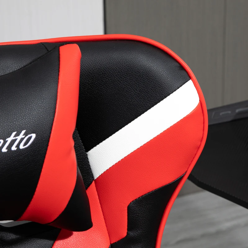 Vinsetto Relaxsessel mit Hocker, Fernsehsessel, Polstersessel im Spiel-Stil, Gamingstuhl mit Liegefunktion, 130° neigbar, für Videoraum, Freizeitraum, Schwarz+Rot, 67 x 82,5 x 103 cm