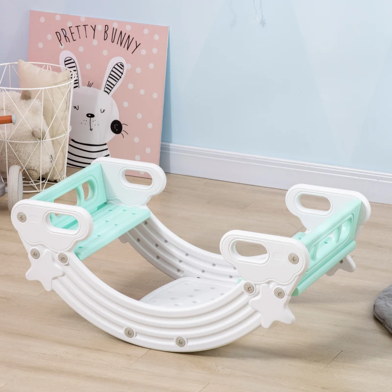 HOMCOM Set 2 in 1 cu masa scaune si leagan pentru copii 18-48 luni, din HDPE, 100x54x42 cm, gri si verde