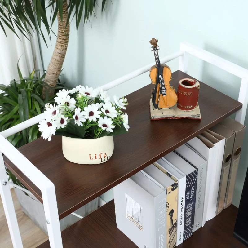 HOMCOM Schreibtisch Küchentisch Computertisch mit Bücherregal Arbeitstisch Bürotisch mit Regal Weiß 120x64x121cm