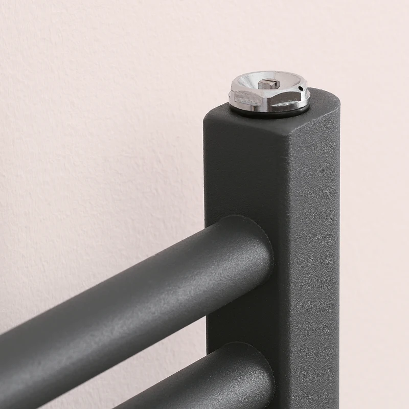 HOMCOM Curved Heated Towel Rail, Hydronic Bathroom Ladder Radiator Towel Warmer For Central Heating 600mm x 700mm, Grey