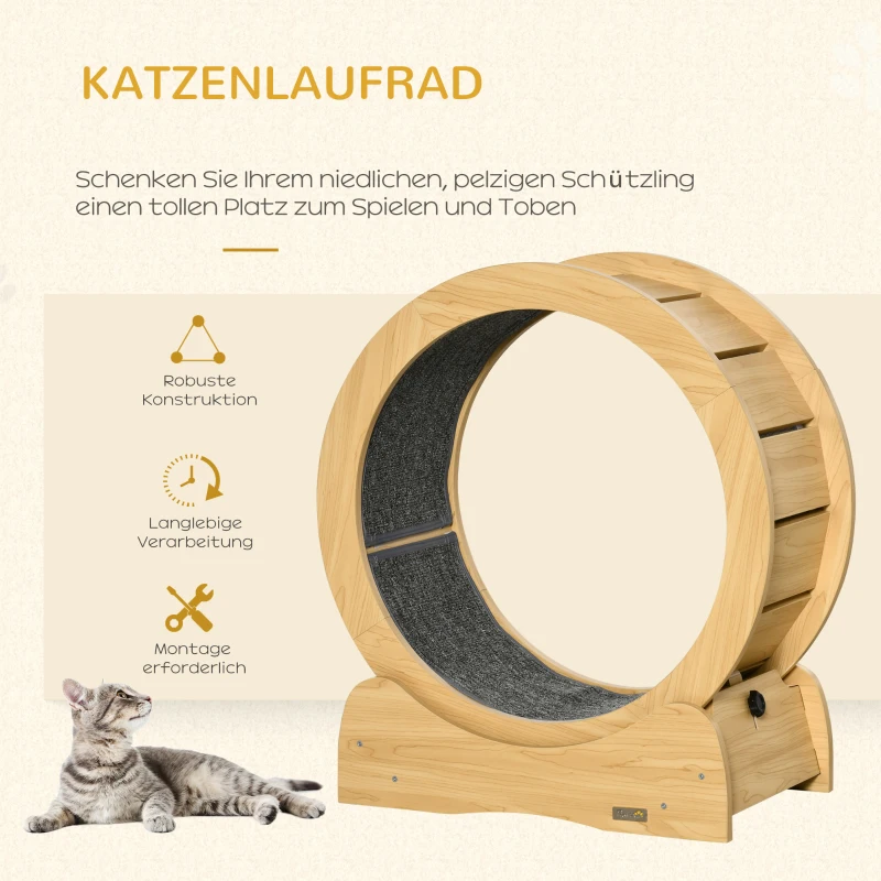PawHut Katzenlaufrad für Katzen, inkl. Bremsvorrichtung, Kratzflächen, 60 cm x 32 cm x 66,5 cm