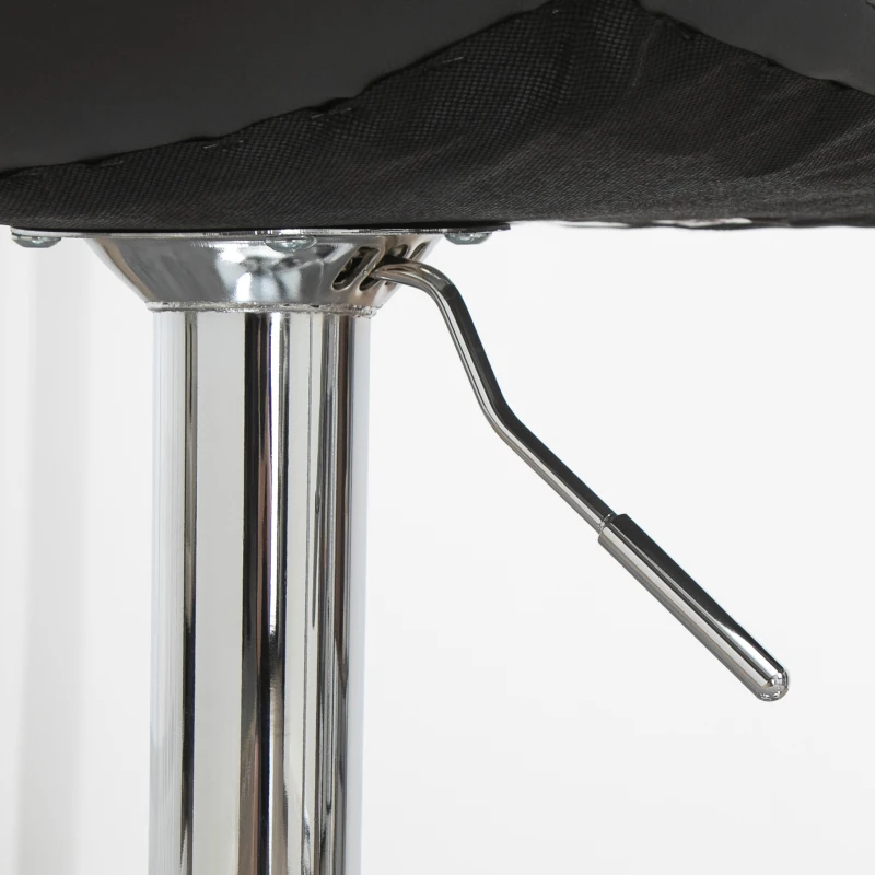 HOMCOM Set de 2 scaune de bar din piele cu spatar, scaune pivotante pentru bucatarie si sufragerie cu suport pentru picioare, 42x45x89-110cm, gri