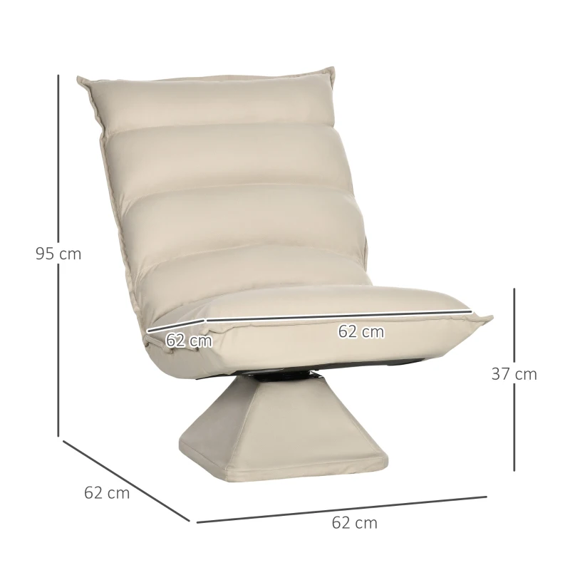 HOMCOM Fotoliu Relax din material capitonat cu pivotare la 360°, fotoliu rabatabil pe 3 nivele 62x62x95cm, bej(m-3)